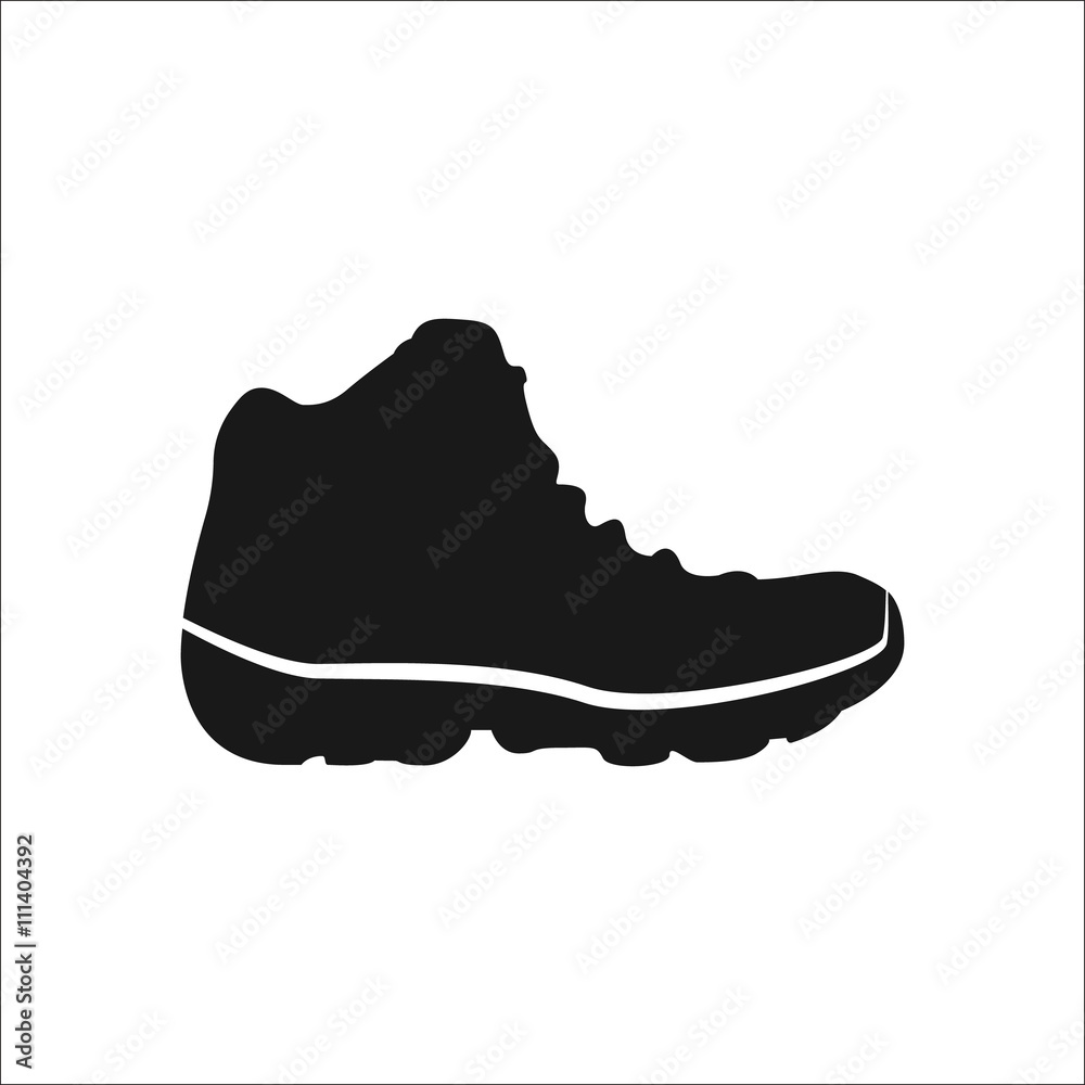 Hike tourist boot shoe sign simple icon on background Hike tourist boot shoe sign simple icon on background