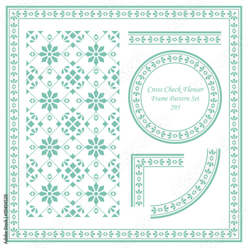 Vintage Frame Pattern Set 295 Square Cross Check Flower