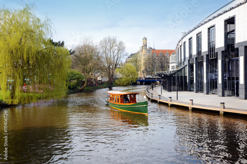 Canvas Print Gracht nähe Leidseplein in Amsterdam
