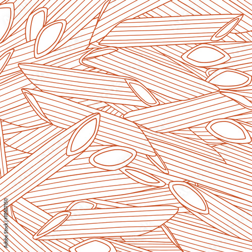 Vector penne pasta line art background for kitchen and cafe 