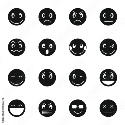 Emoticon icons set, simple style