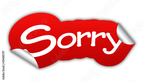 sorry, sticker sorry, red sticker sorry, red vector sticker sorr photo