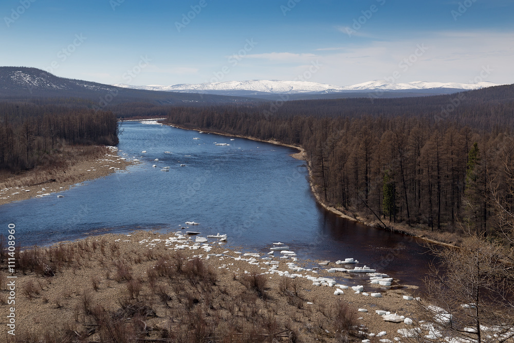 ice drift on the river Chulman ice drift on the river Chulman