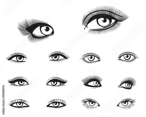 Vector woman eyes set
