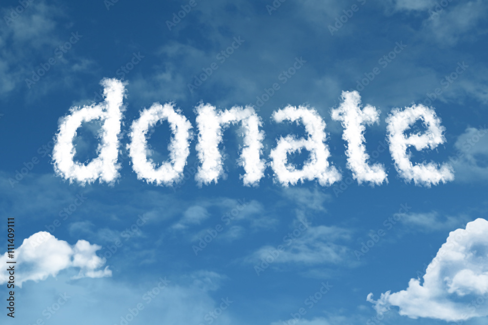 Fototapeta premium Donate cloud word with a blue sky