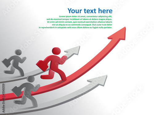 Design template, Running businessman on growth of progressive business, vector illustration