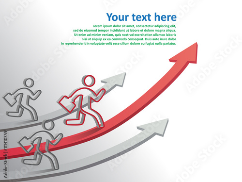 Design template, Running businessman on growth of progressive business, vector illustration