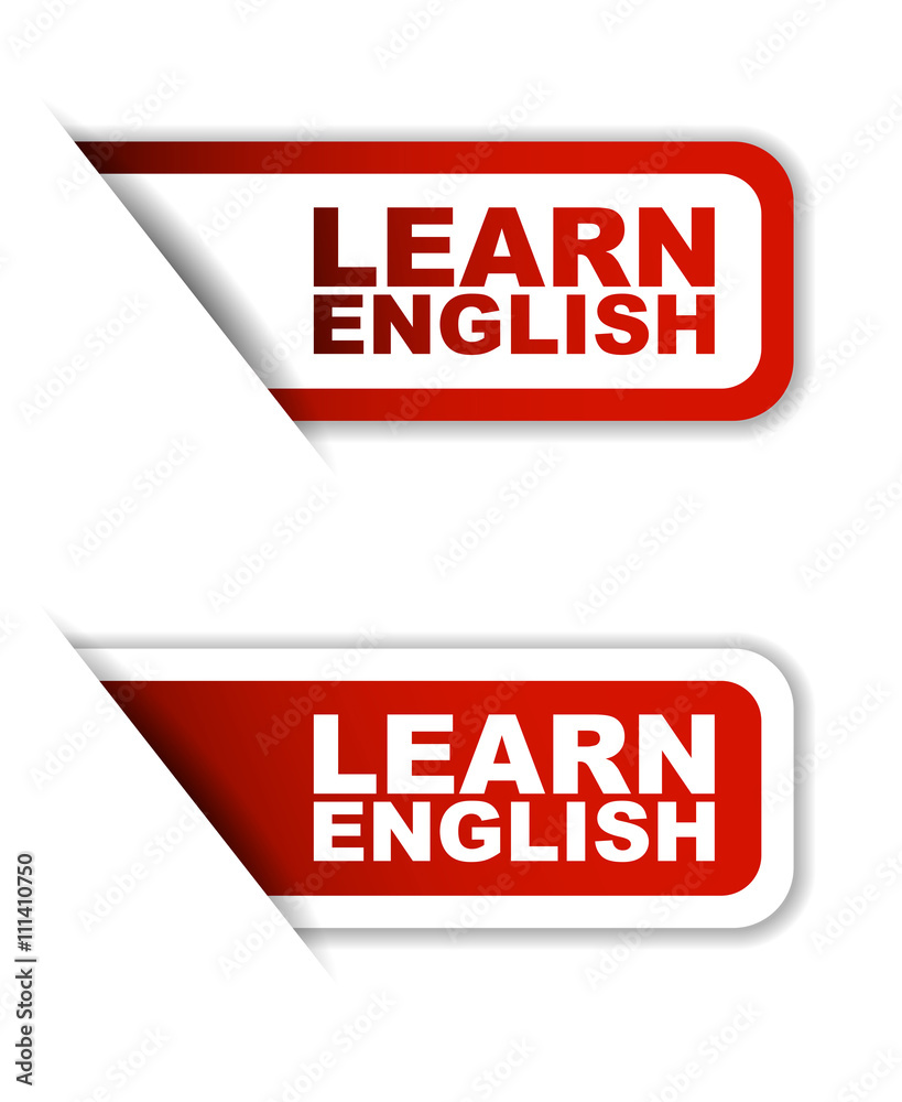 red vector set sticker paper learn english red vector set sticker paper learn english
