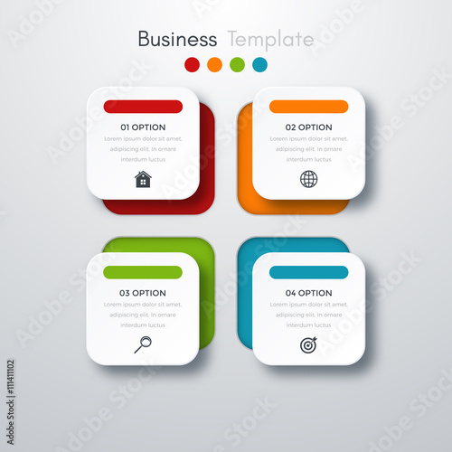 Vector illustration of four square infographics