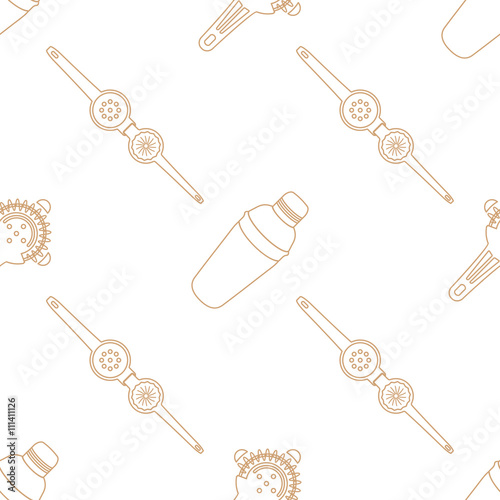 barman equipment contour seamless pattern.
