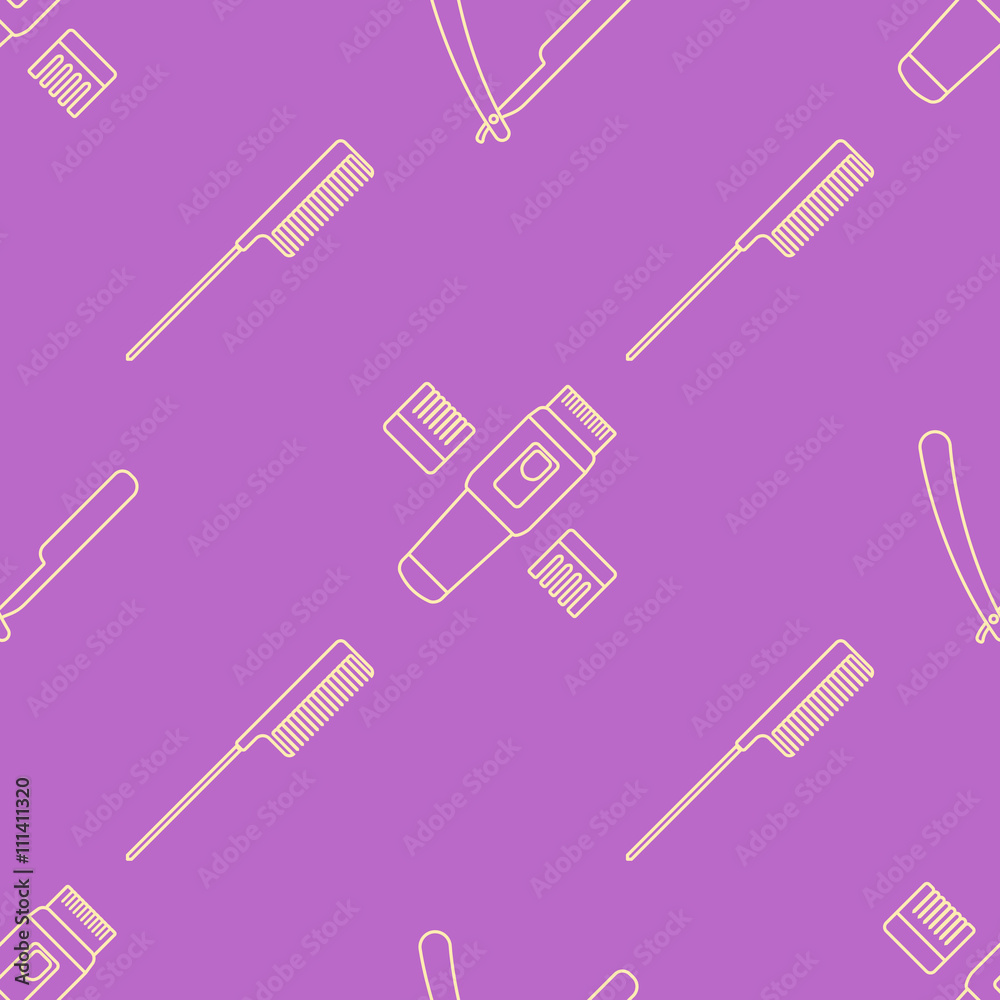 Obraz premium deco hairdresser tools seamless pattern.