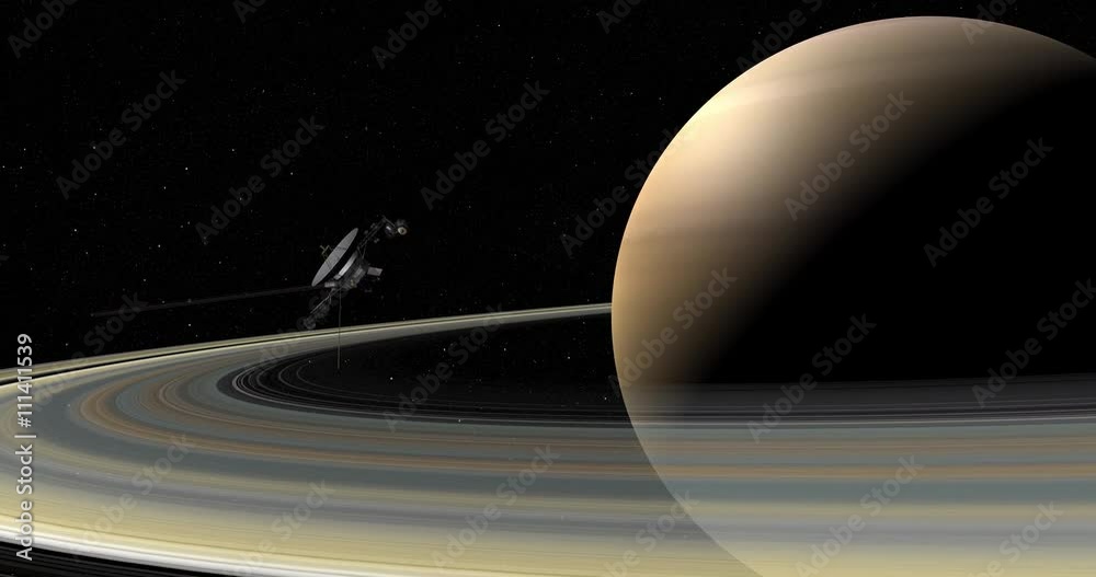 Voyager spacecraft making a close pass of Saturn. Data: NASA/JPL.