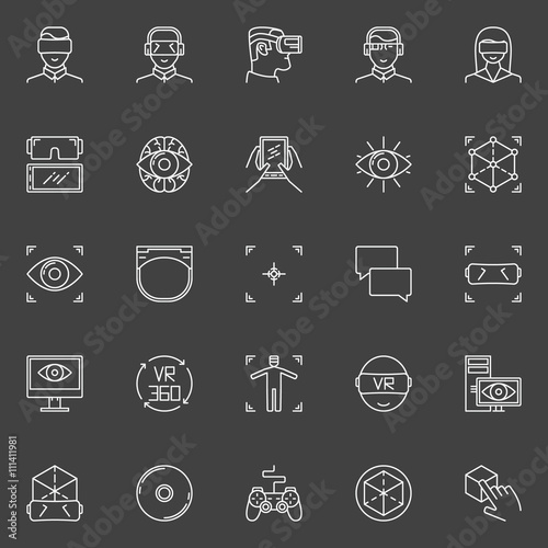 VR icons vector set