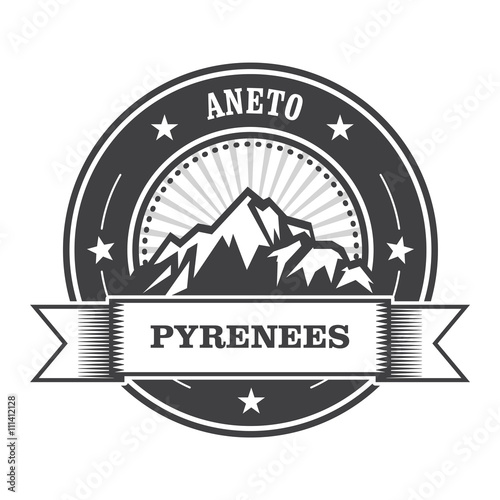Pyrenees Mountains - Aneto peak round stamp
