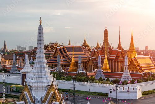 ..Grand palace and Wat phra keaw at sunset bangkok, Thailand.
