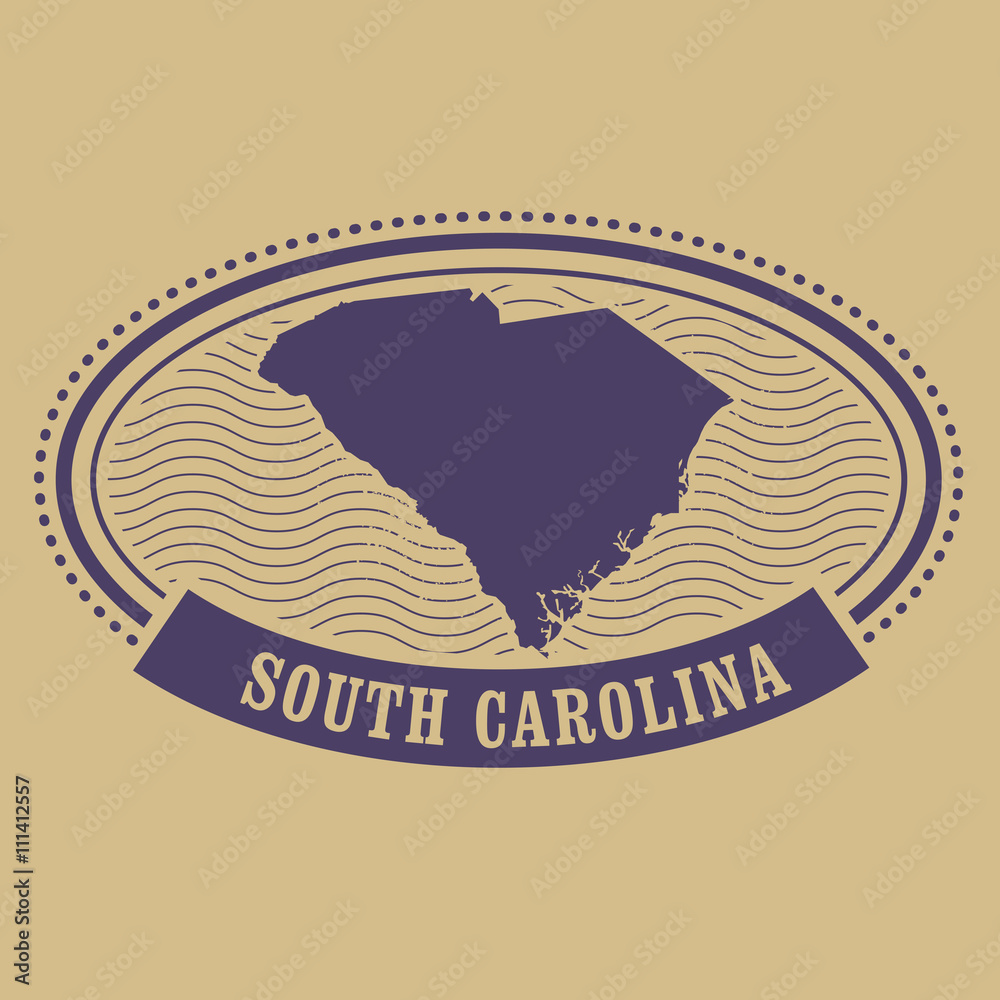 South Carolina map silhouette - oval stamp South Carolina map silhouette - oval stamp