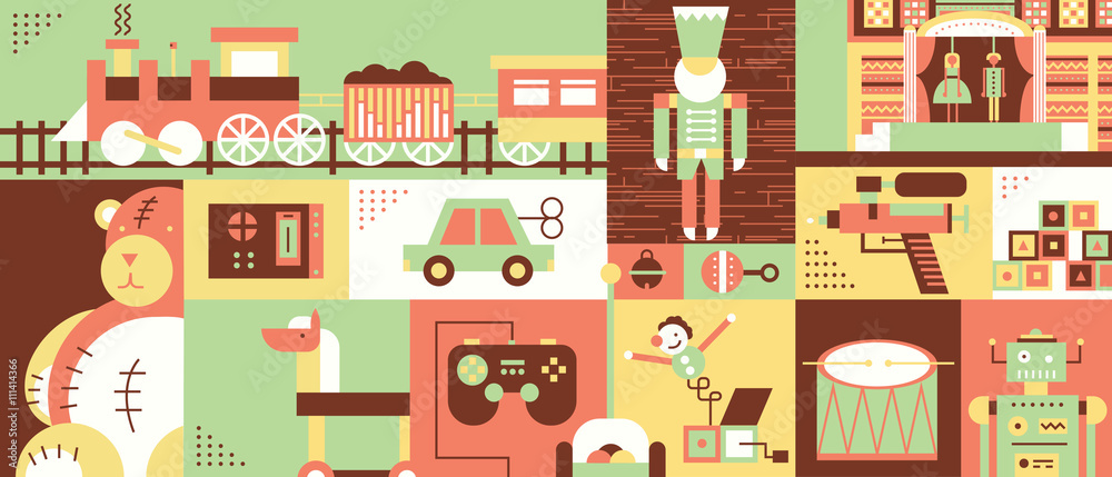Children toys abstract background flat