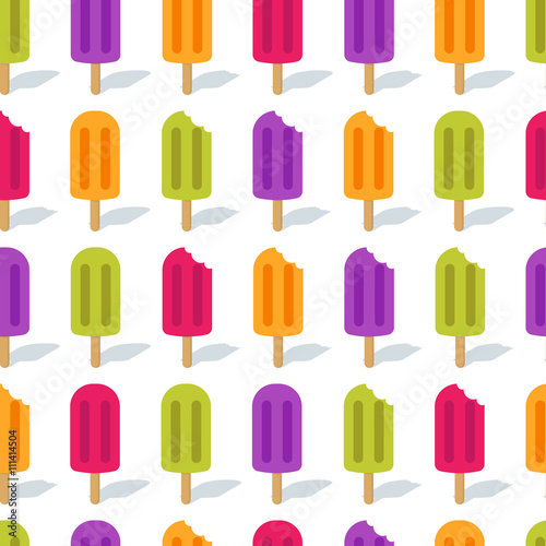 Vector seamless pattern with multicolor ice cream. Ice lolly tasty background. Design for summer fashion textile print  wrapping paper  trendy web backgrounds  cafe and desserts..  
