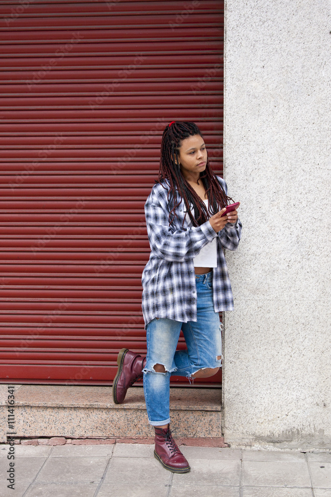 young woman with phone