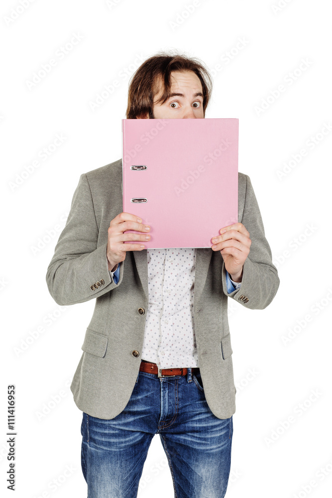 man holding folder. business, people, finances and paper work co man holding folder. business, people, finances and paper work co