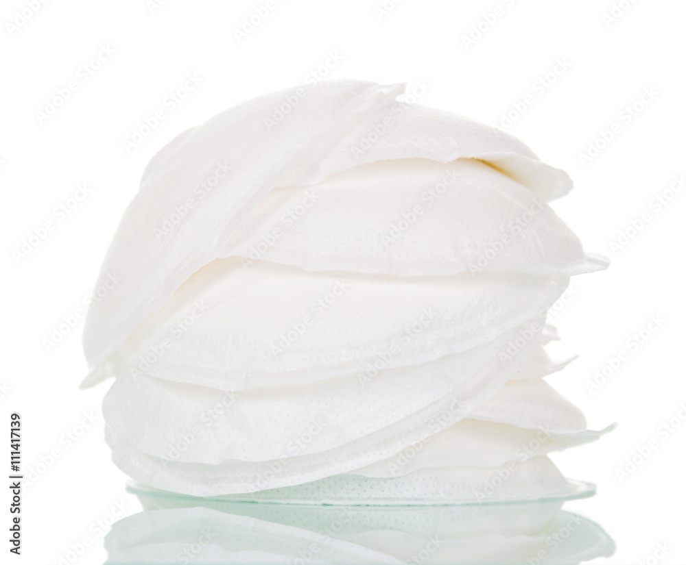 Absorbent pads for the chest isolated on white.