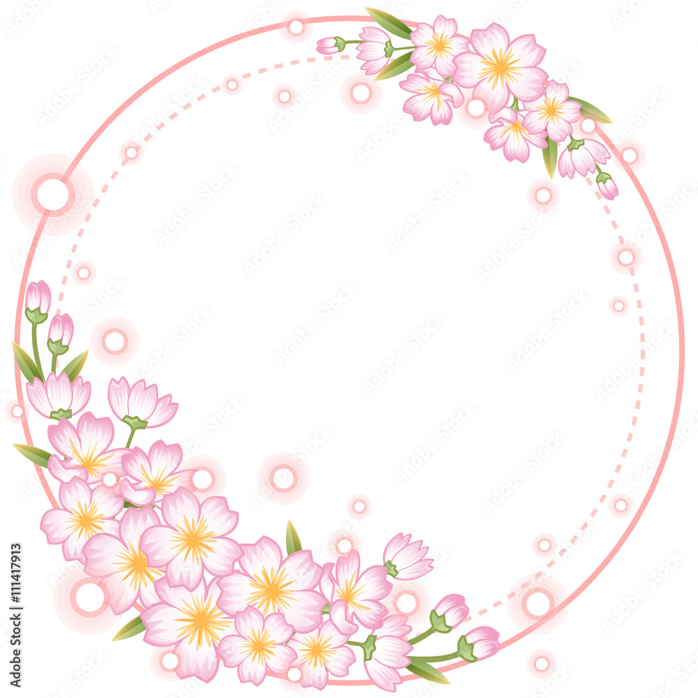 janpanese sakura cherry blossom pink frame vector