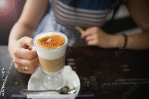 young woman drink coffee