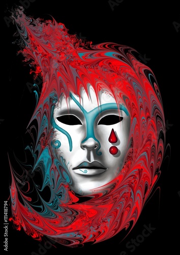 masque de carnaval de Venise rouge et bleu