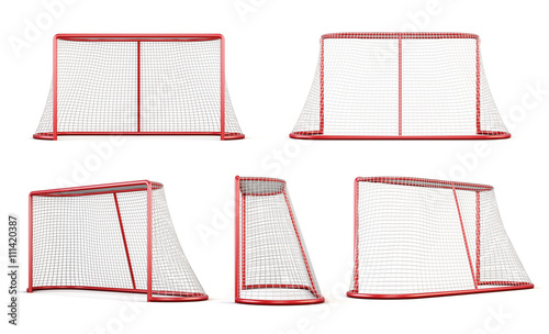 Set of football goal isolated on white background. 3d rendering.