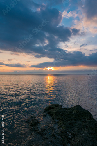 Sunset and ocean view on paradise beach Negara - Bali Island  In