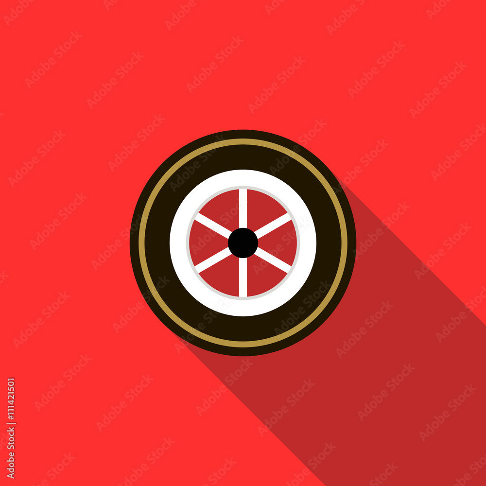 Car wheel icon in flat style