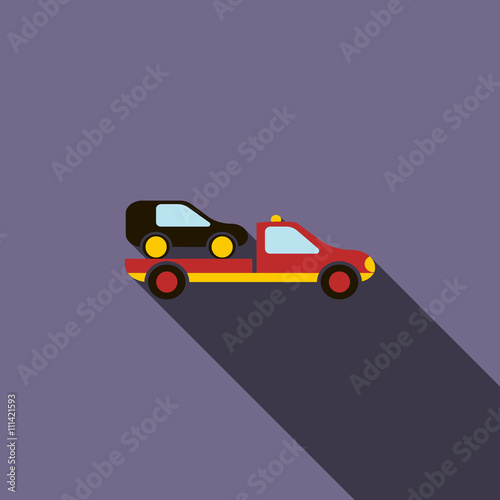 Car evacuator icon in flat style