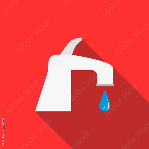 Water tap with drop icon, flat style