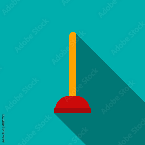 Red cup plunger icon, flat style