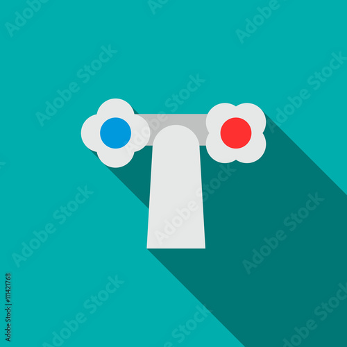Water tap with knobs icon, flat style