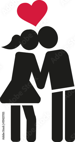 Kissing couple in love icon