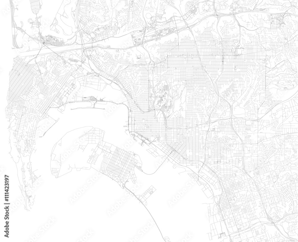 Mappa di San Diego, vista satellitare, strade e vie, Usa