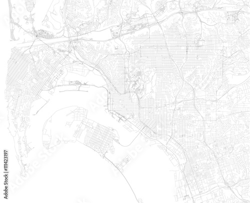 Mappa di San Diego, vista satellitare, strade e vie, Usa
