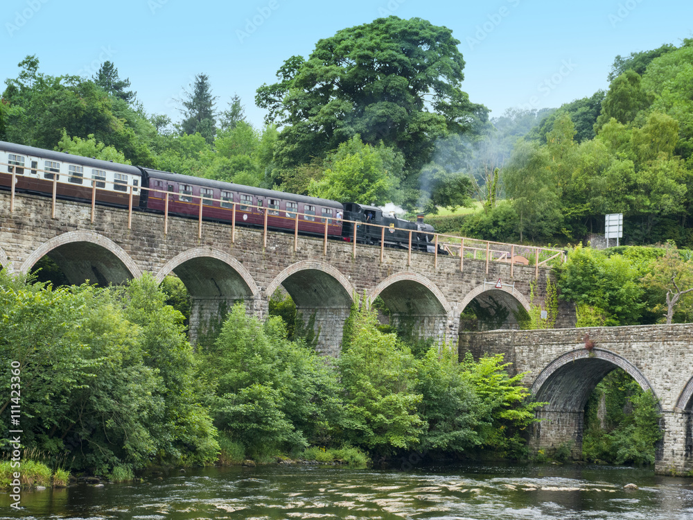 Steam train in Llangollen Wales UK