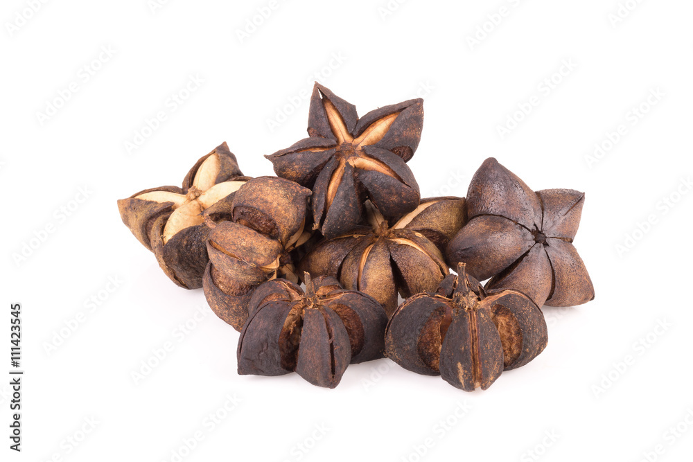 Sacha inchi peanut seed isolate on white background Sacha inchi peanut seed isolate on white background
