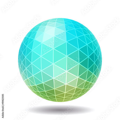 Abstract polygonal sphere for graphic design. Isolated on white