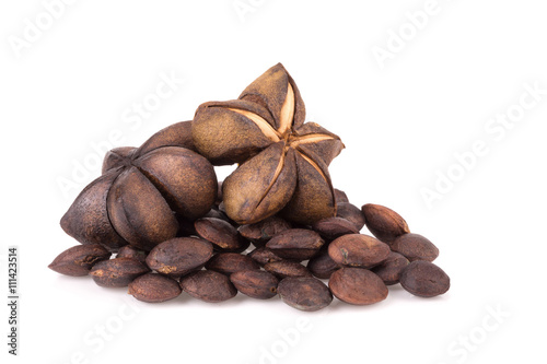 Sacha inchi peanut seed isolate on white background