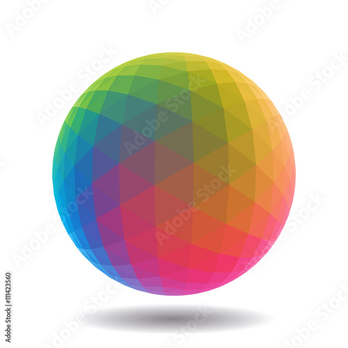 Abstract polygonal sphere for graphic design. Isolated on white