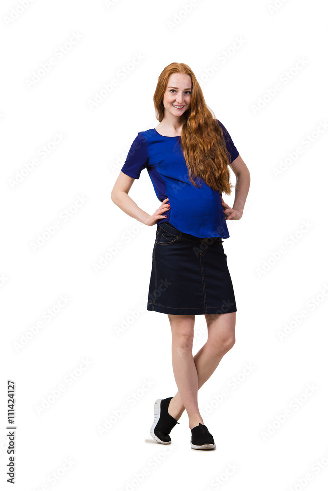Young pregnant woman isolated on white Young pregnant woman isolated on white