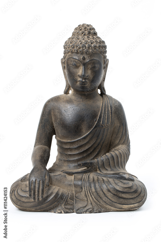 buddha statue against a white background
