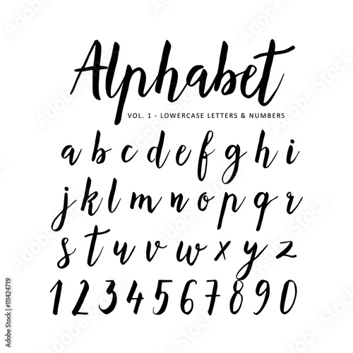 Hand drawn vector alphabet. Script font. Brush font. Isolated letters written with marker, ink. Calligraphy, lettering.