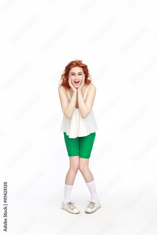 Fototapeta premium Happy Young Woman Isolated On White Background