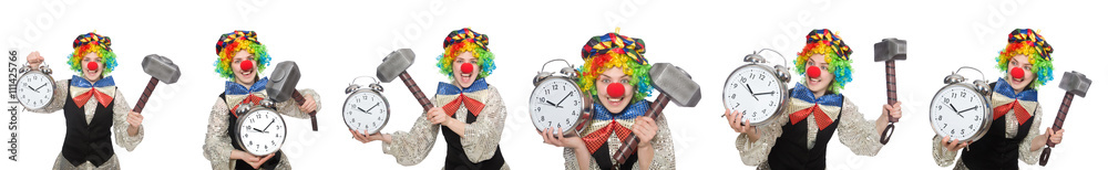 Clown in various poses isolated on white Clown in various poses isolated on white