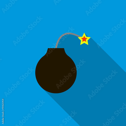 Bomb ready to explode icon, flat style
