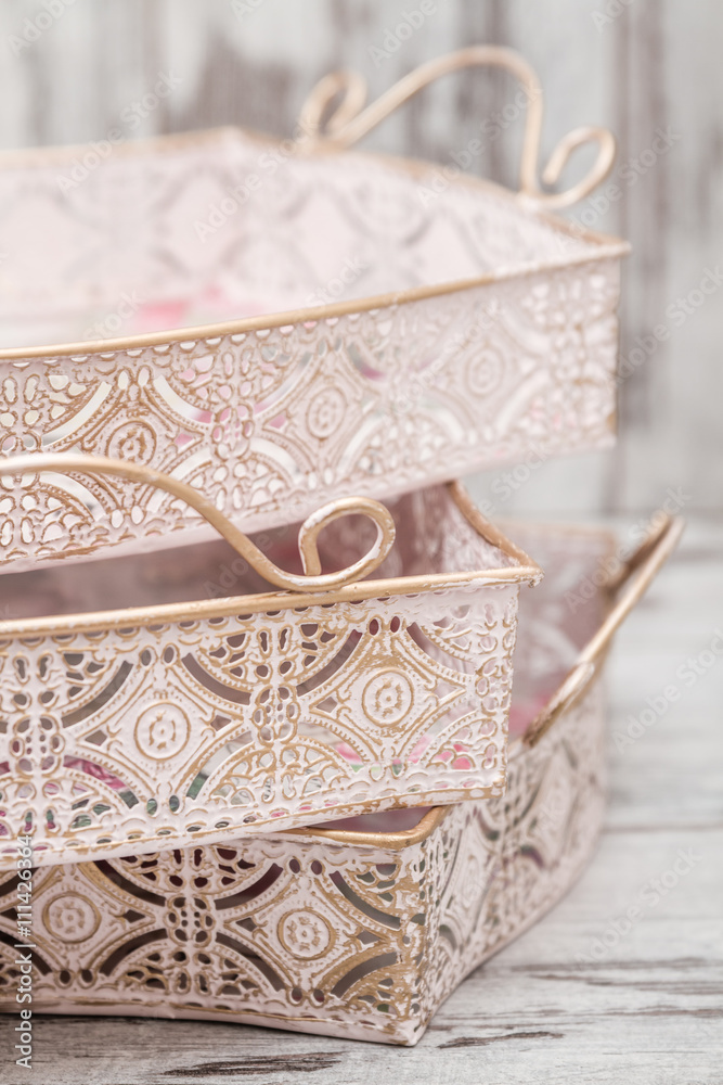 Fototapeta premium Decorative Tray with Floral Pattern